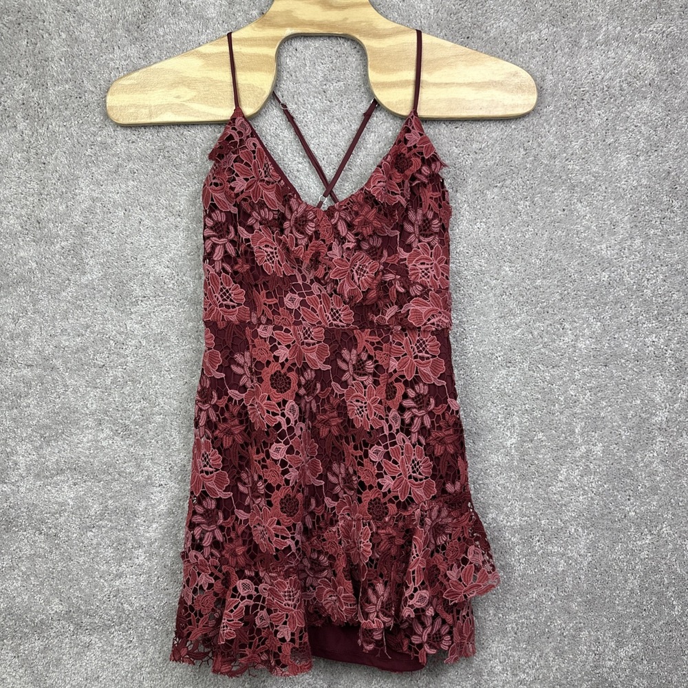Anthropologie Willow & Clay Rustic Lace Overlay Mini Dress M Medium